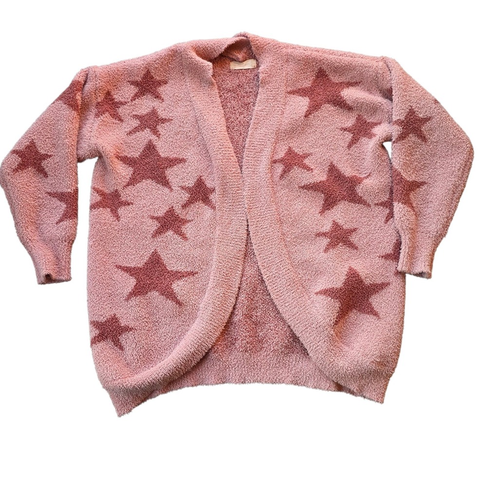 Altar'd State Women's Cardigan  Pink & Stars Oversized Sweater Jacket XS‎ #1188
